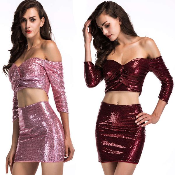 

new elastic sequin women's one line collar dress, Black;gray