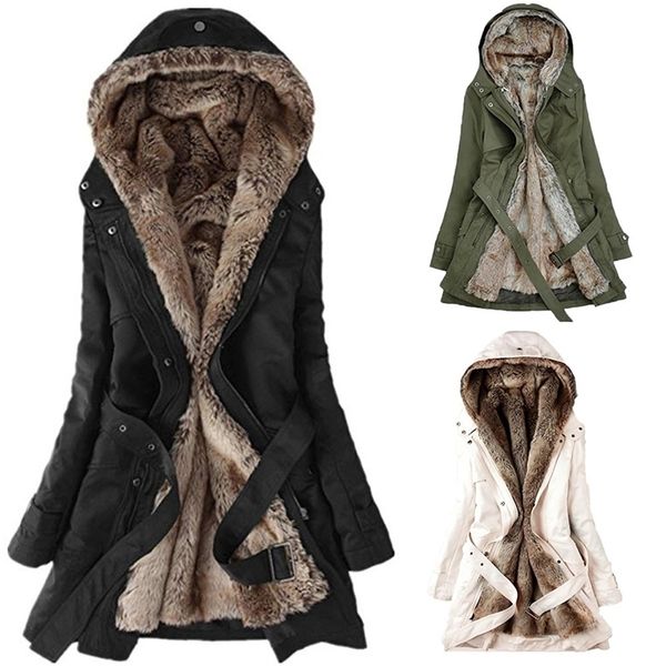 Giacca invernale da donna spessa calda con cappuccio Parka Mujer cappotto imbottito in cotone paragrafo lungo Plus Size 3XL giacca sottile femminile 201119