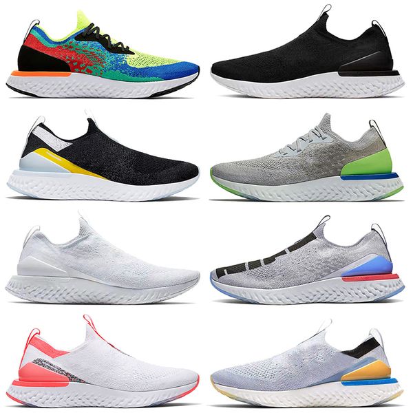 

wholesale 2021 epic react mens running shoes fly knit trainers sneakers belgium black white off pewter grey volt womens sports, White;red