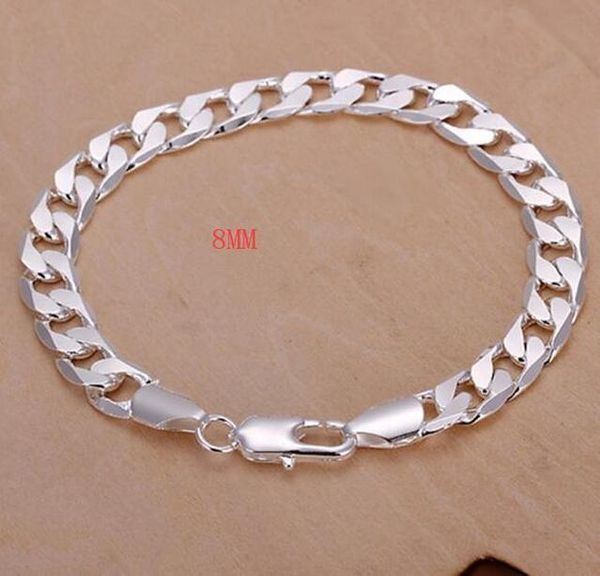 

classic 6mm 8mm 10mm flat men bracelet silver color bracelets new fashion jewelry christmas gifts h262 h bbygew, Black