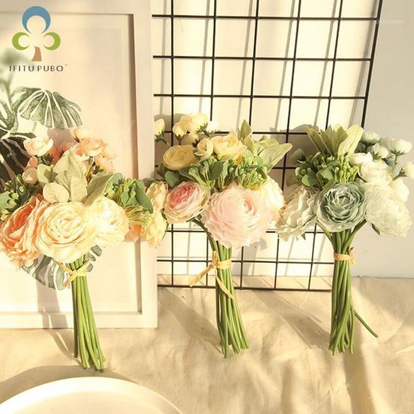 

artificial flowers ranunculus asiaticus bouquet bridal bouque fake flowers for home wedding party decoration gyh1