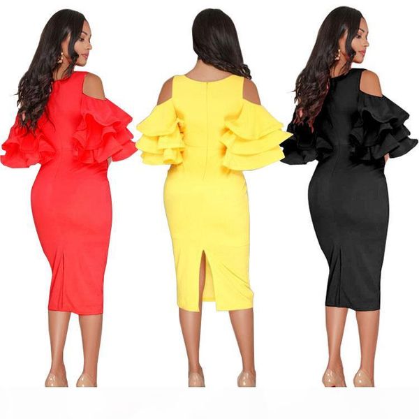 

soft dress short midi summer casual business cold shoulder ruffle sleeve ruched bust womens ladies clothing lady office dress, White;black