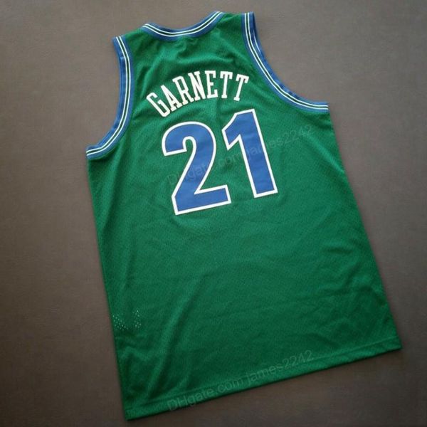 

custom retro #21 jkevin garnett college basketball jersey men's stitched green any size 2xs-5xl name or number ing, Black;red