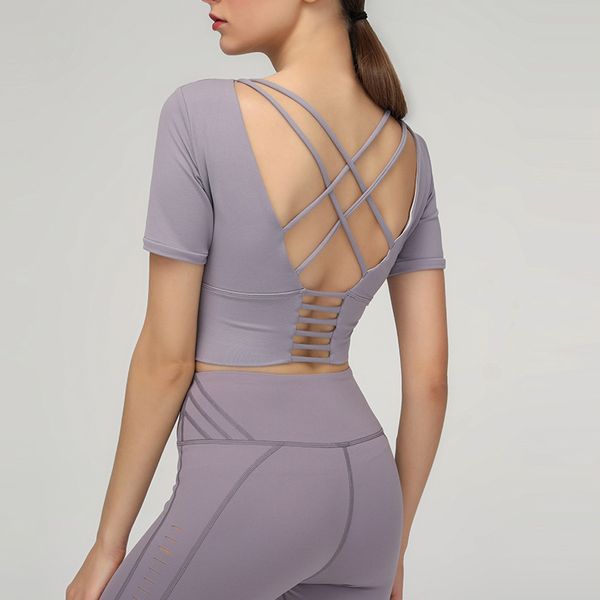 

cross back sport shirt gym yoga crop sports fitness clothing running t shirt workout tank shirts women 2020 sport bra, White;red