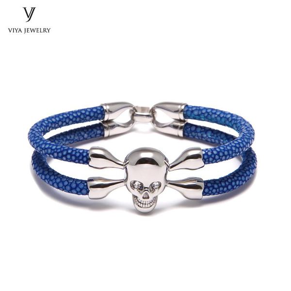 

charm bracelets skull bracelet blue ocean european men fashion friendship gift stingray with for, Golden;silver