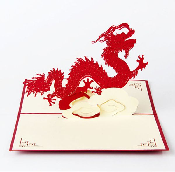 

blessing dragon pop greeting up 3d gift chinese handmade paper silhoue & creative happy birthday christmas cards28ge
