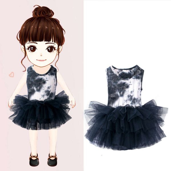 

ballet spring and autumn children's girls' tie dyed dance skirt, Blue