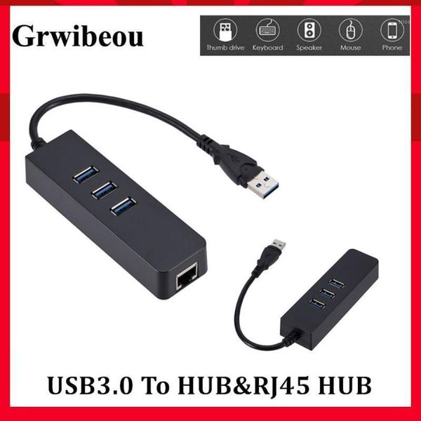 

grwibeou portable 3 port usb 3.0 hub 1000mbps gigabit ethernet adapter usb to rj45 lan network card for windows lapadapter1