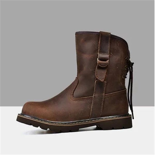 

shoes women's leather boots booties ladies low heels booties round toe rubber rock cowboy ankle classics, Black