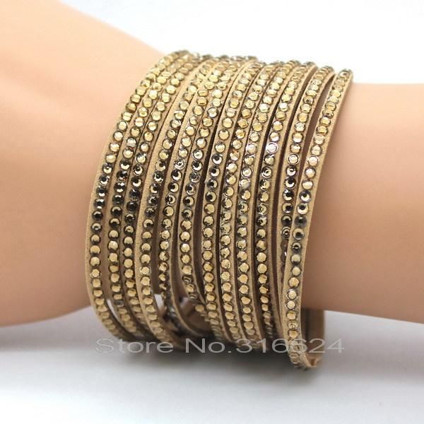 

2017 новая мода свадебные украшения кристаллические кожаные браслеты для мужчин женщины модный мозаичный бренд бренд горный хорбушка классич, Golden;silver