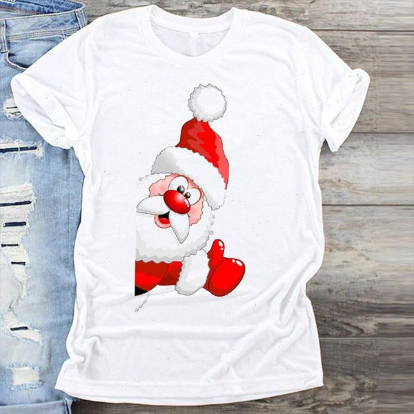

women clothing funny santa claus 90s cartoon merry christmas print clothes graphic t shirt ladies female tshirts tee t shirt, White