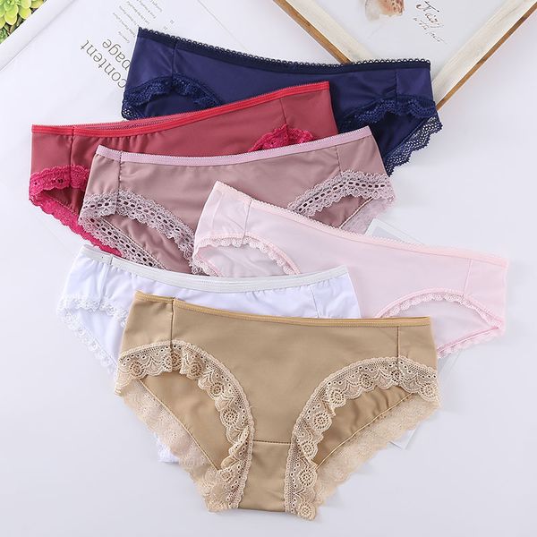 

cotton underwear lace panties low waist under seamless briefs women's shorts lingerie, Black;pink