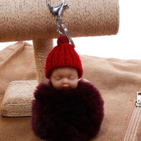 

thliveou 17color pompop ball baby key chains sleeping toddler rhodium plating key ring holder handmade women bag pendant wmtjse xhlove