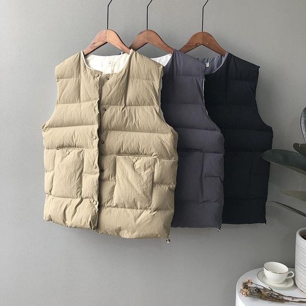 

sleeveless parka vest women's 2020 autumn winter new korean style simple fashionable bread coat loose jacket, Black;white