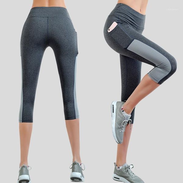 

running pants womens track sport broek 3/4 leggings women yoga compresion tights lady sports women1, Black;blue