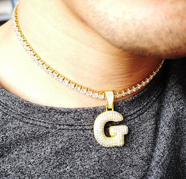 

zircon hip с хмельными теннисными буквами женщины 26 ожерелье пользовательские названия ювелирных изделий кубическая мужская цепи кулон 5 мм, Silver