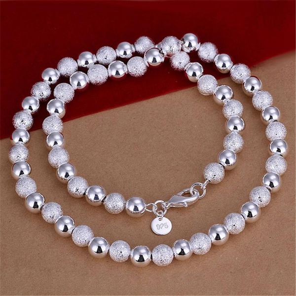 

silver color noble luxury refined elegant 8m sand light bead necklace fashion selling silver jewelry h bbytrm