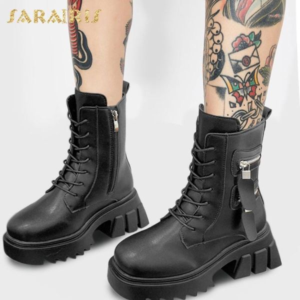 

boots sarairis 2021 motorcycle woman shoes fashion gothic punk style cool comfy trendy dropship winter boot ladies1, Black