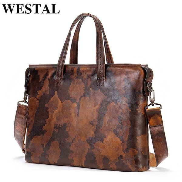 

briefcases westal briefcase messenger bag men's genuine leather 13 inch lapoffice business tote for document