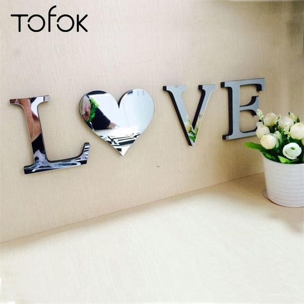 

wall stickers tofok diy mirror surface acrylic home decoration creative letters bedroom office decor living room decals