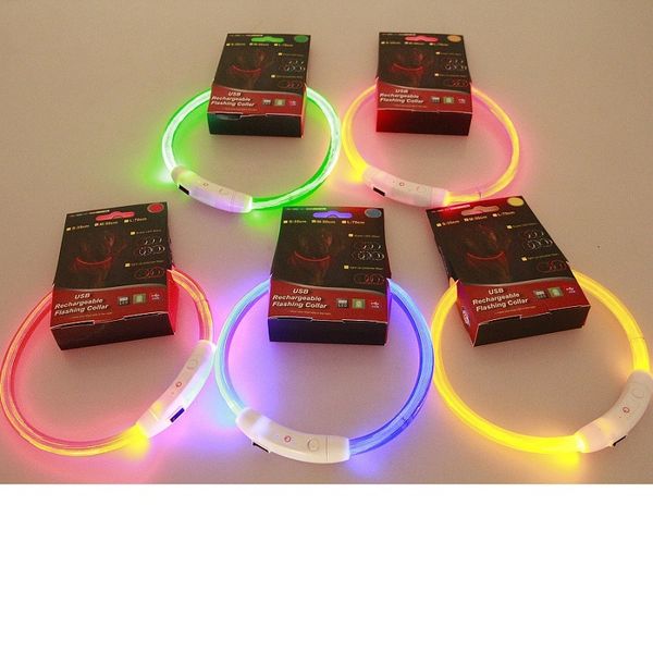 

usb led 50cm collar rechargeable adjustable flashing safety in night fits all pet rubber dog collars wa3181