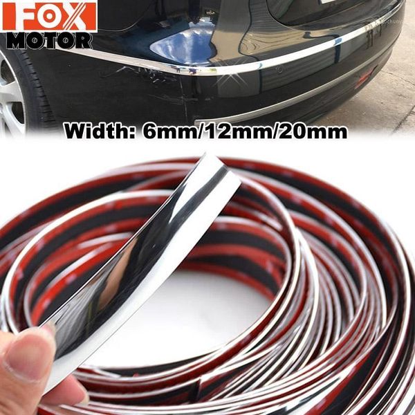 

6/12/20mm car styling chrome decorative strips front rear fog light trim cover molding frame decoration protection accessories1