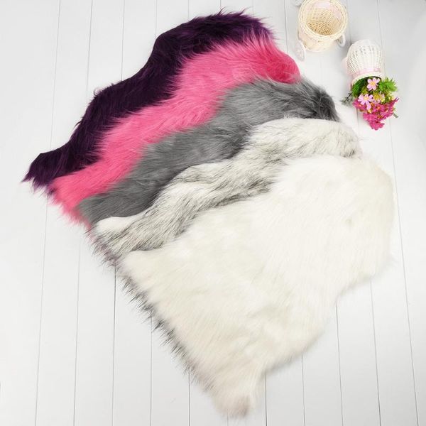 

carpets sheepskin chair cover seat pad soft carpet hairy plain skin fur fluffy area rugs bedroom faux mat 5 colors #m