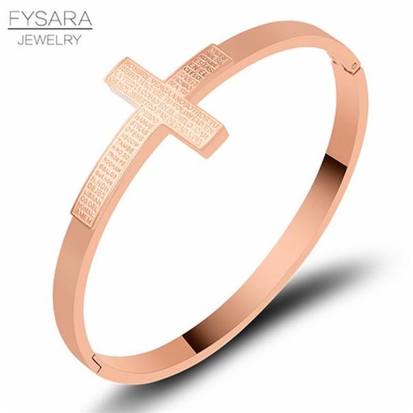 

fysara 3 color gold bible scripture cross bangle bracelet for women men jewelry christian jewelry lection prayer bracelets wmtmde, Black