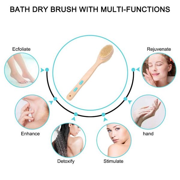 

treesmile exfoliating ванна кисть длинной ручка двухсторонней щетка ноги отшелушивающей жёсткие и мягкие массаж щетина души кисть d40 sqcgcb