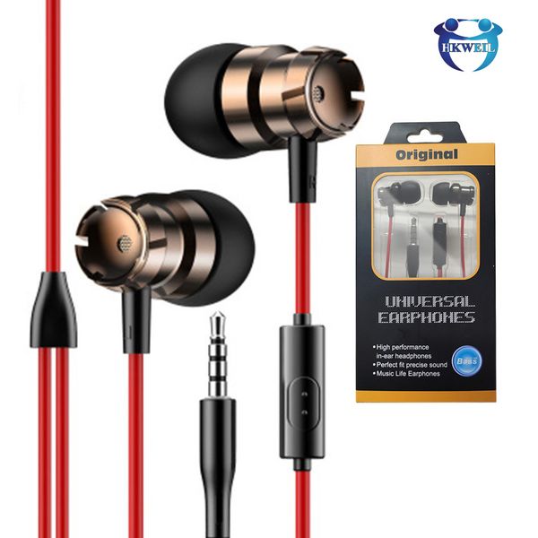 

metal in ear wired earphone 3.5mm jack stereo headphone with microphone universal earphones for iphone samsung huawei