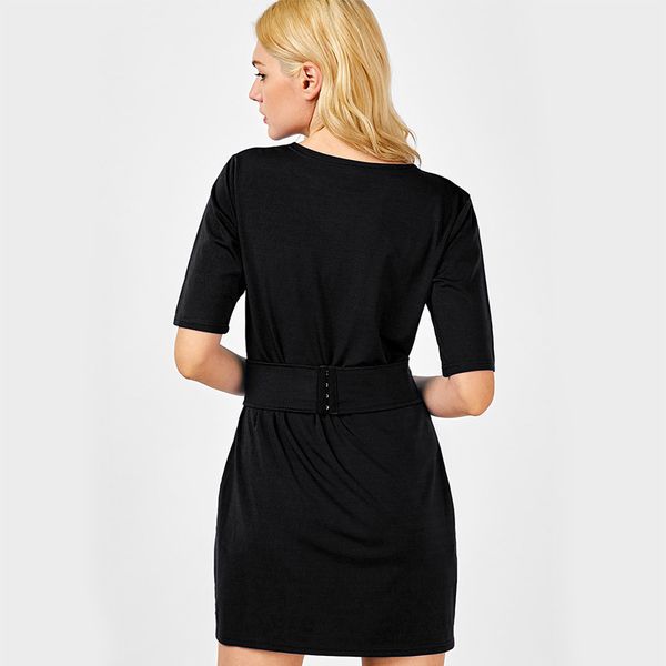 

womens summer dress solid color casual knit round neck high waist was thin base skirt women s8je, Black;gray