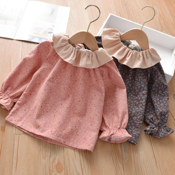 

cute ruffles collar shirt for girls 2019 new style 2-7y flower long sleeve kid blouse for girl shirt toddler children clothes y200704, White;black
