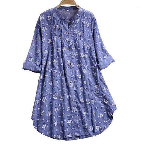 

casual office long sleeve hip length home front buttons shopping v neck cotton linen soft floral vacation women shirt pleated1, White