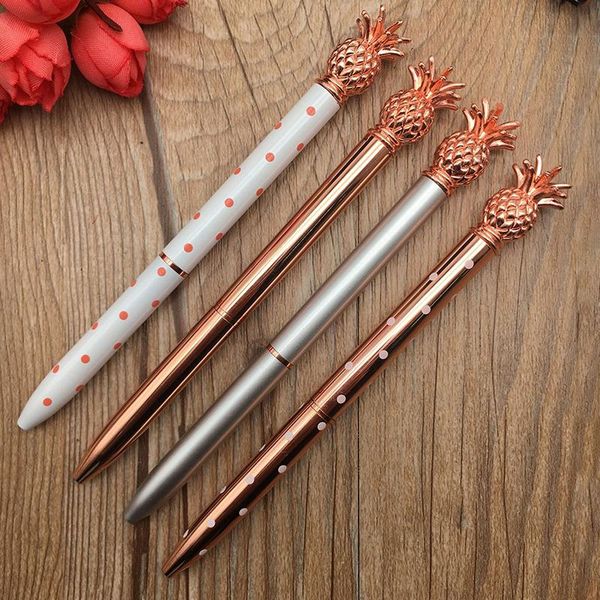 

creative pineapple ballpoint pen scepter metal ball pens for school office stationery gift supplies black ink 0.7mm, Blue;orange