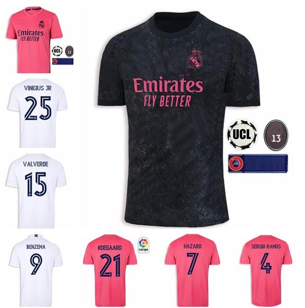 

men kids with socks real madrid soccer jersey 20 21 hazard modric reinie camiseta 2020 2021 bale isco youth jerseys rodrygo football shirt, Black;yellow