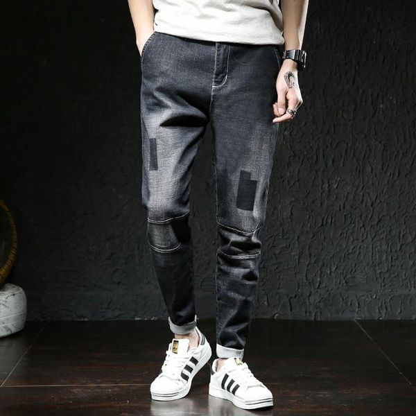 

men jeans spring autumn fashion large size loose denim pants 2020 new man button pocket high elasticity casual denim trousers, Blue