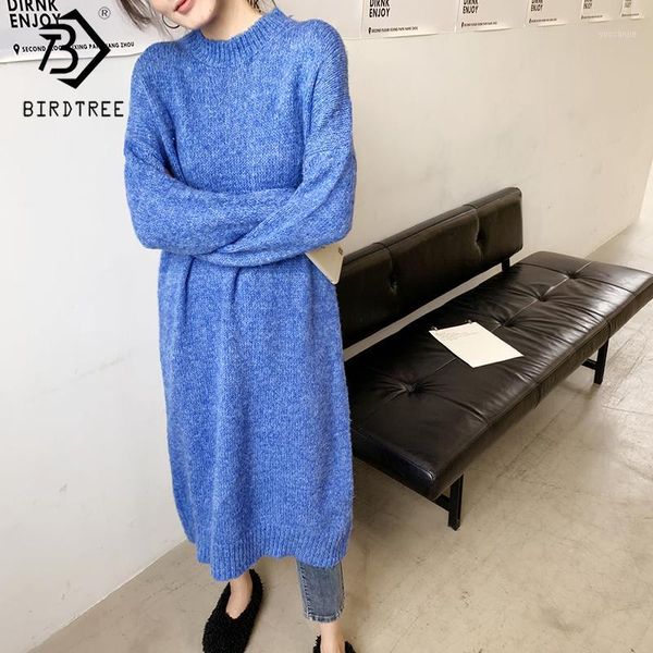 

2019 winter new women's plus size chic sweater dresses fashion full sleeve o-neck loose and thick long knitting sweater d9n206k1, Black;gray
