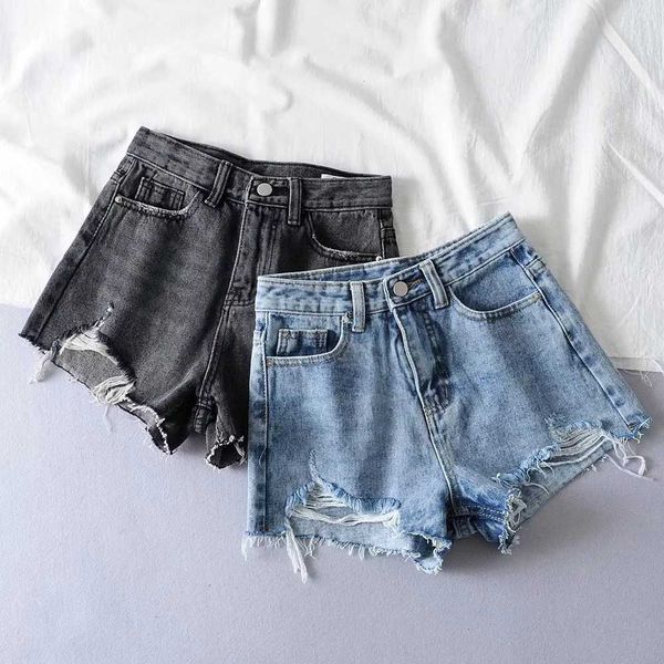 

broken hole 2019 summer street trendsetter cotton straight pants thin women's jeans, Blue