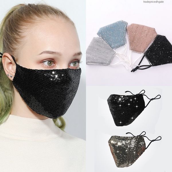 

factorywko4silk in stock bling sequined masks anti-dust ice face pm2.5 outdoor mouth mask washab g4u4