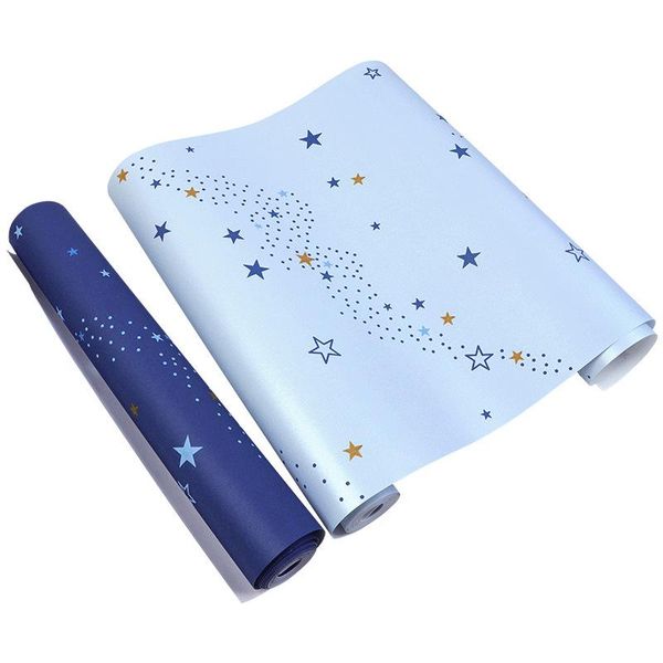 

mediterranean style blue star children's room starry sky wallpaper boy modern simple bedroom cartoon children's wallpaper