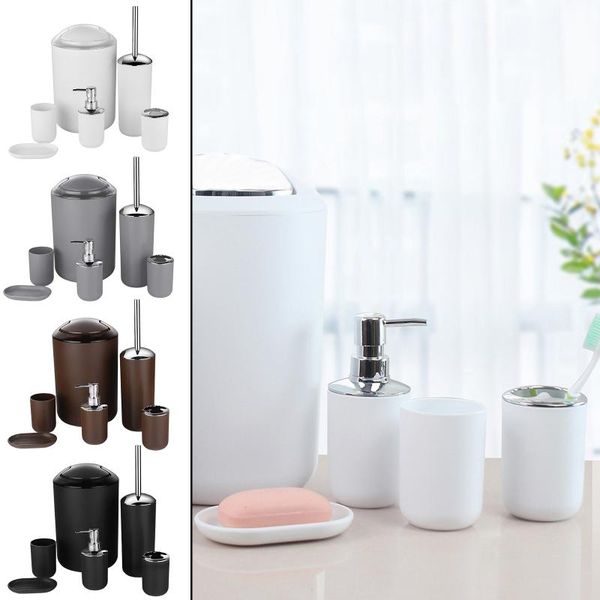 

6pcs luxury bathroom accessories set soap dispenser trash can wedding gifts