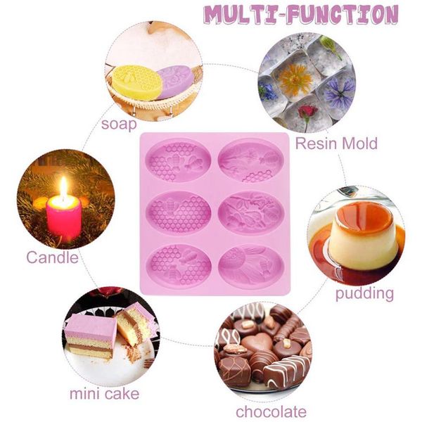 

6 лунок овальные мыла fortres beils cleight bee form form phowerade soap plebs портативные уникальные мыльные изготовление инструменты быстр