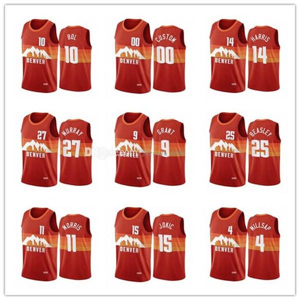 

denver nuggets women nikola jokic men youth nba bol bol jamal murray zeke nnaji city basketball jersey new uniform, Black;red