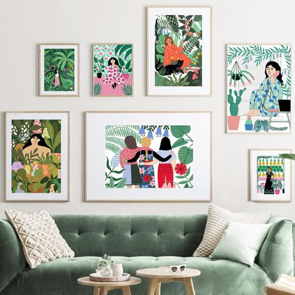 

abstract yoga girl fruit forest animal wall art canvas painting nordic posters and prints wall pictures for living room decor