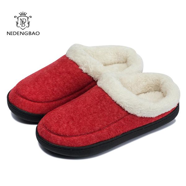 

new women winter home slippers solid shoes non-slip soft winter warm house slippers indoor bedroom couples shoe ladies slides y1202, Black