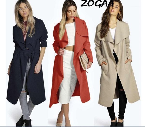 

zogaa new slim windbreaker winter thermal insulation lapel long coat was thin commuter wild1, Tan;black