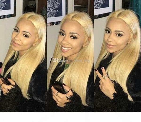 

blonde glueless lace front human hair wigs 130% density 613 pre plucked full lace wig with baby hair, Black;brown