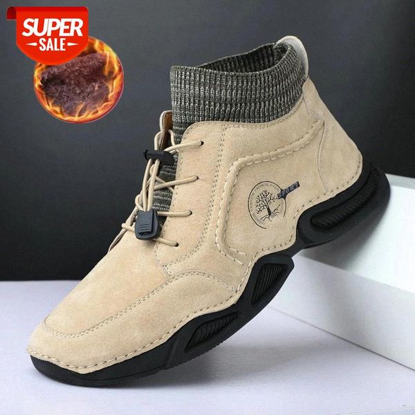 

quality men shoes casual leather high-sneaker for mans outdoor breathable male vintage street boots plus size 38-46 #e073