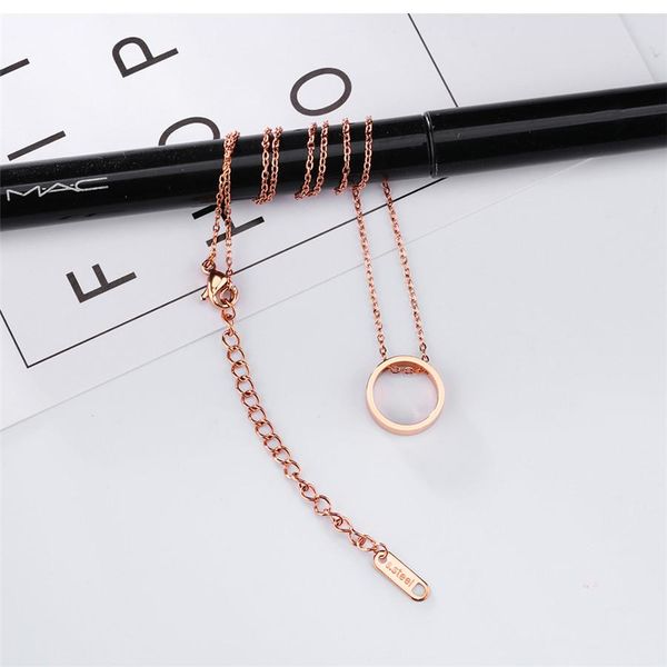 

xqni простой дизайн темперамент большой круг подвеска из нержавеющей стали розовое золото женское короткое ожерелье для женщин подарок wmtmj, Silver