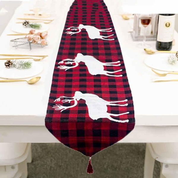 

1 шт. красный рождественский стол бегун шаблон хлопчатобумажный бельевой европейский вышитый гобелен санта таблицы бегунов украшения 35 * 18
